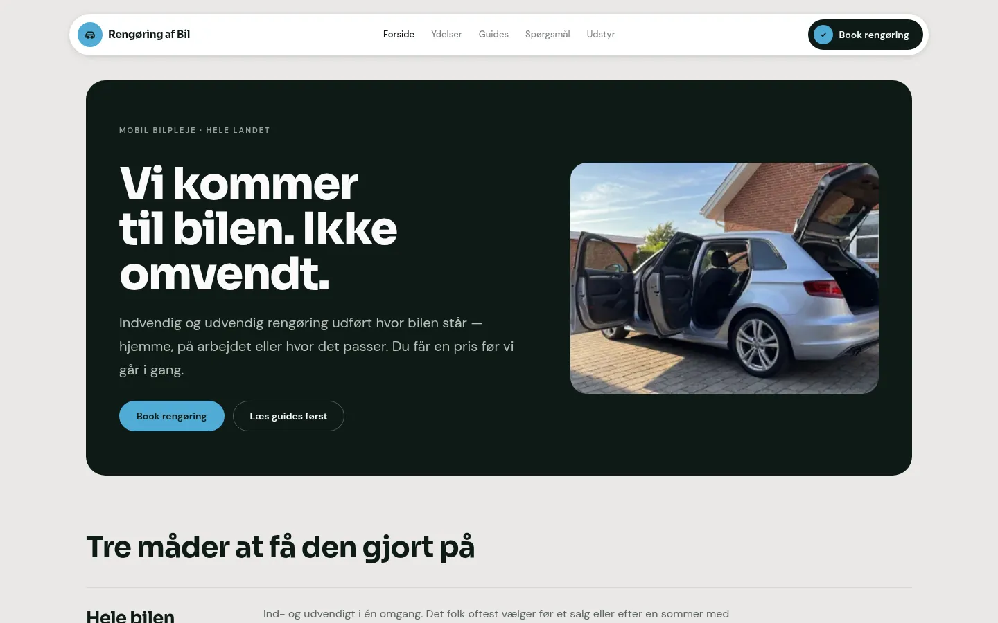 Forsiden på det nye Astro-site