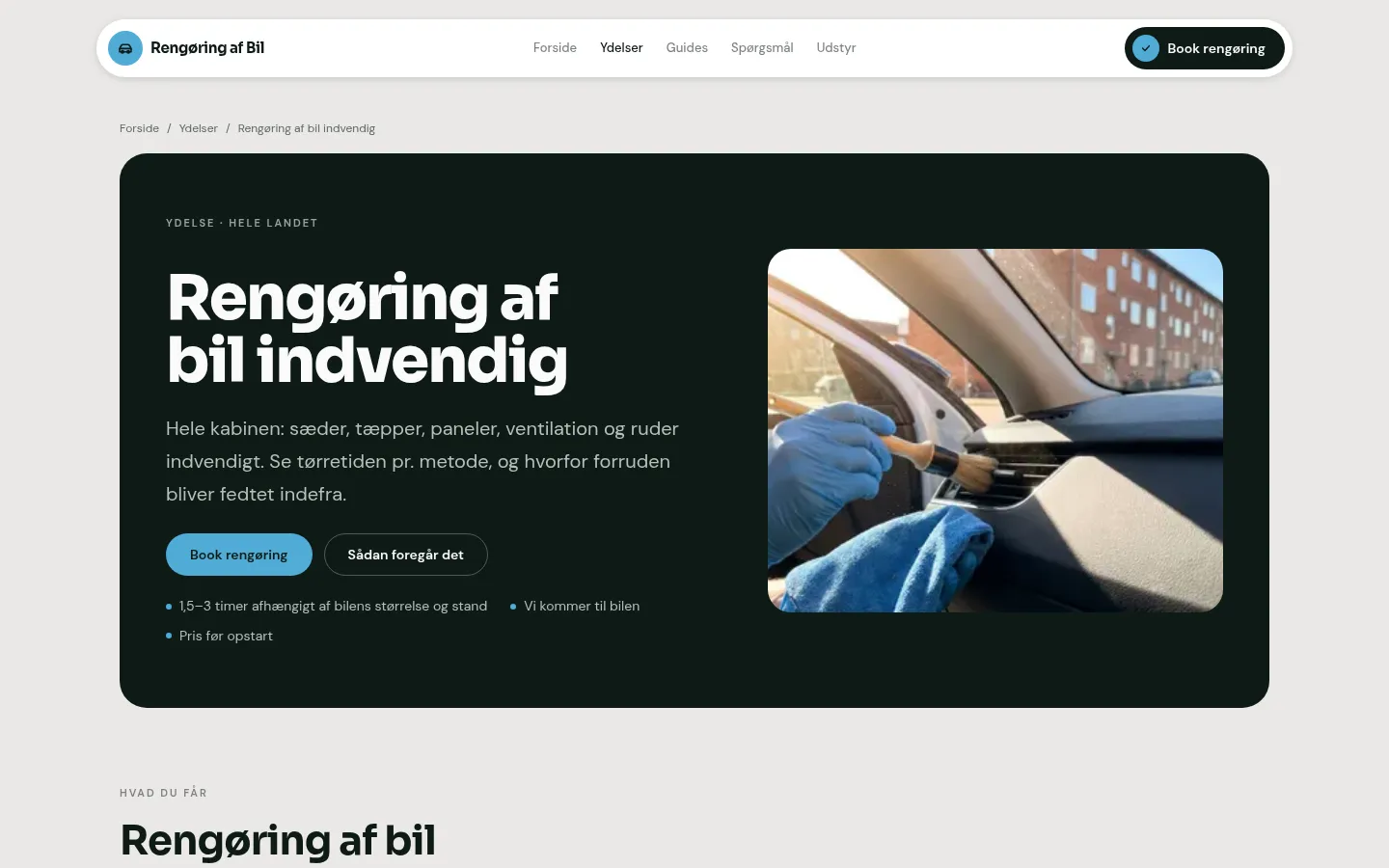 Servicesiden om indvendig rengøring på det nye Astro-site