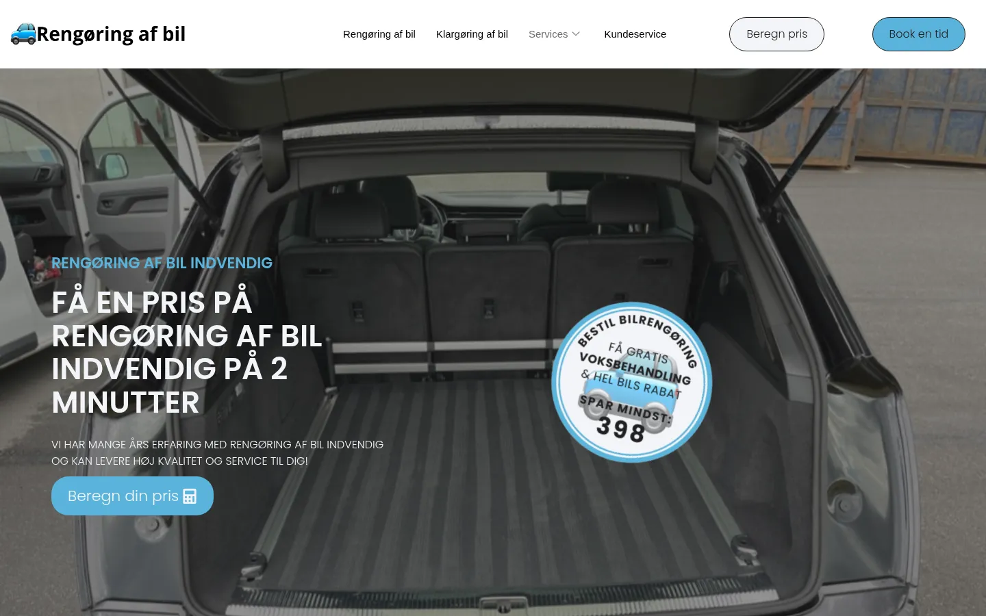Servicesiden om indvendig rengøring på det gamle WordPress-site