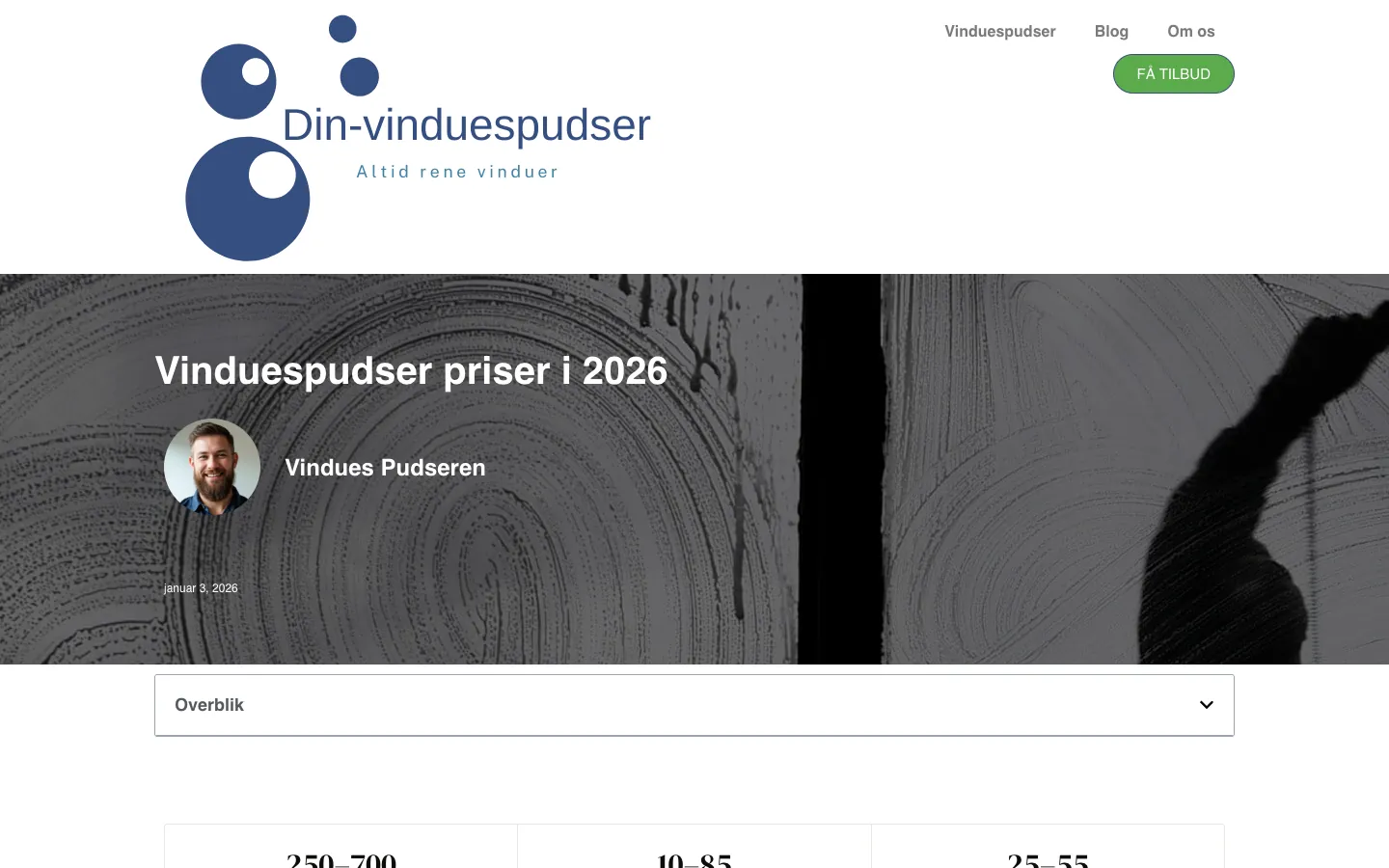 Guiden om priser på vinduespudsning på det gamle Elementor-site