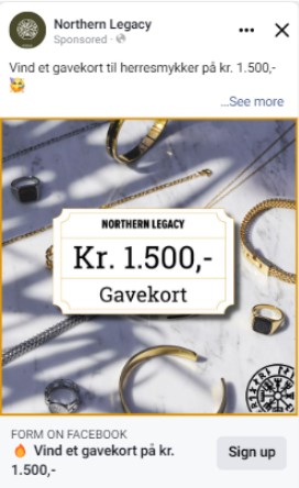 Eksempel på en Facebook lead ad, som Kapture for lavet for Northern Legacy